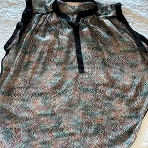 Rebecca Taylor Black and Multicolor Blouse Size 4